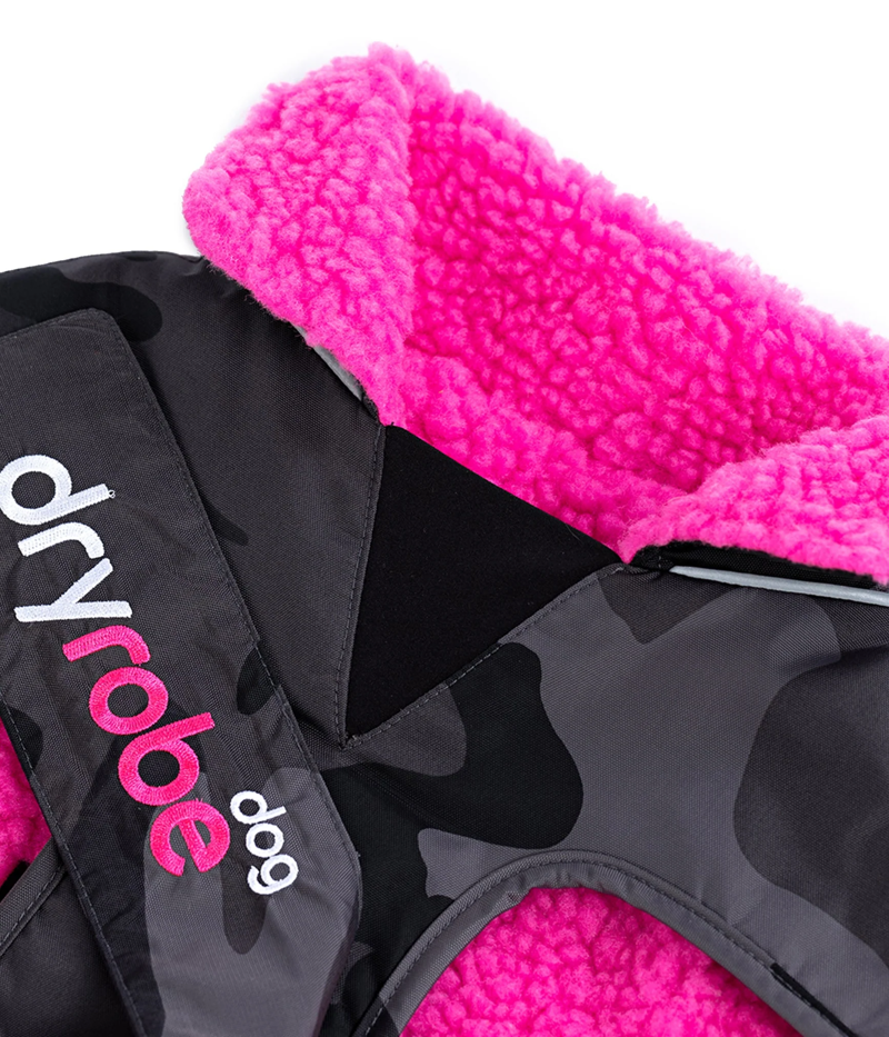 Dryrobe Dog Coat Black Camo/Pink -5